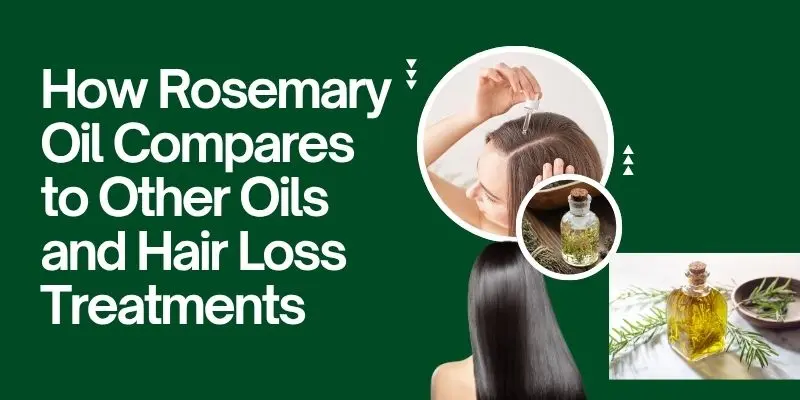 Comparison chart of rosemary oil vs castor oil, peppermint oil, and minoxidil for hair growth results.