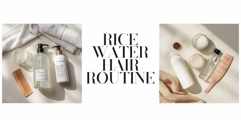 Rice Water Hair Care Routine With Shampoo Conditioner And Rice Water Rinse