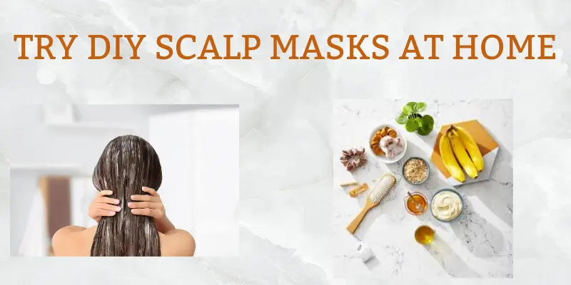 Ingredients like yogurt, honey, aloe vera, and banana used in DIY scalp masks