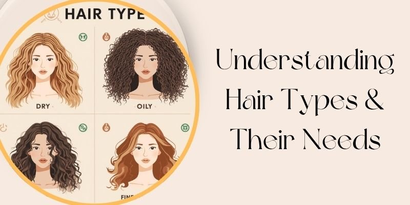 Illustration Of Different Hair Types: Dry, Oily, Curly, And Fine Hair