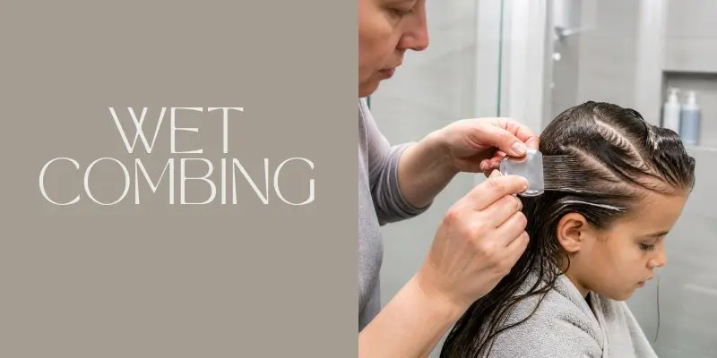 Parent Removing Head Lice Using A Fine-Toothed Lice Comb On Wet Hair